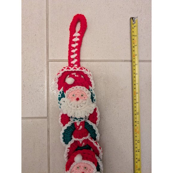 Vintage Handmade Christmas Wall Décor Set (Plastic Canvas JOY + Crocheted Santa) - Picture 3 of 8